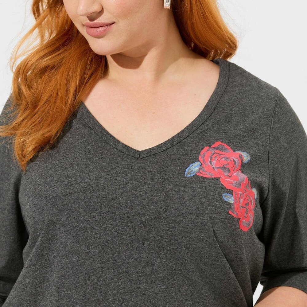 ❤️NWT TORRID TEE - ROSE GRAPHIC - 100% COTTON LONG SLEEVE TOP PLUS SIZE - Picture 7 of 11